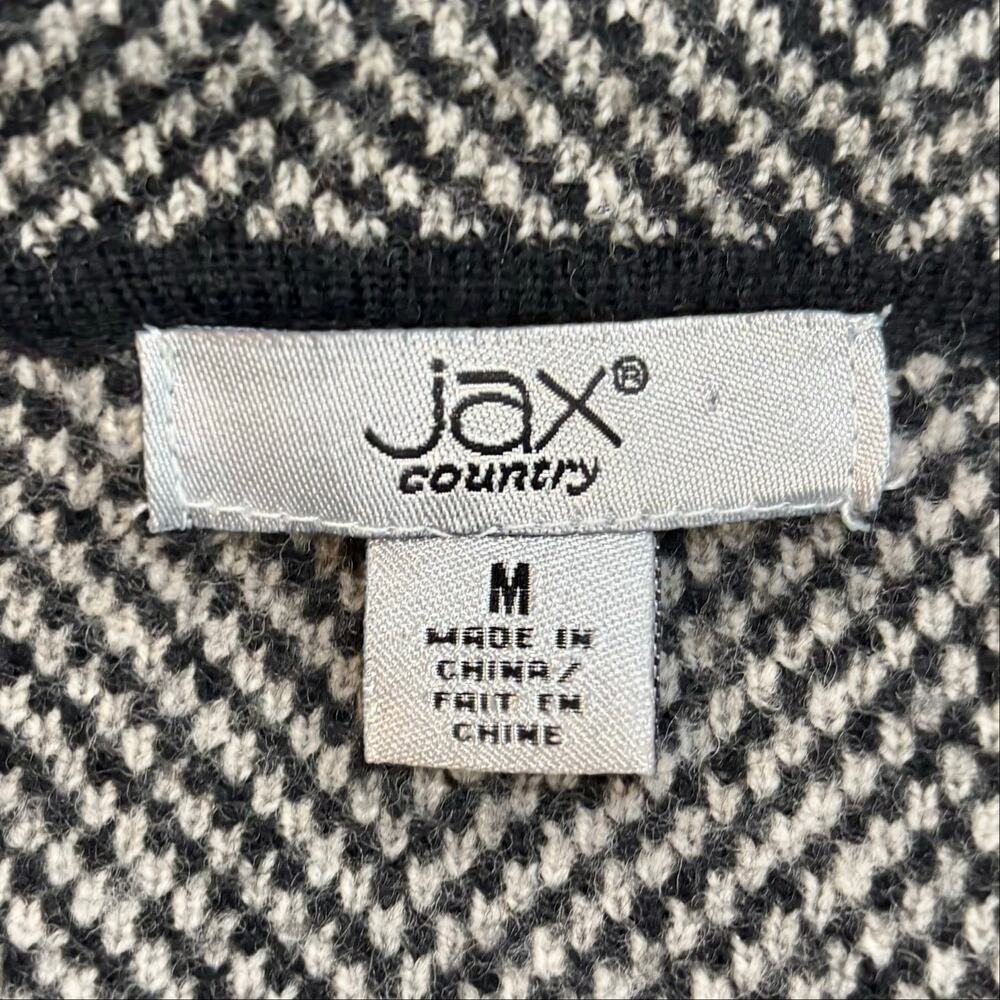 Gray Herringbone 100% Wool Long Cardigan White Black Librarian Chic Old Money - Picture 10 of 10